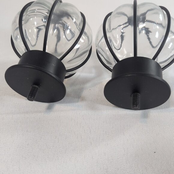 IKEA Blast 4 Set 402.172.48 Round Rod Finials Glass Globe Black Curtain Steel - Picture 9 of 16